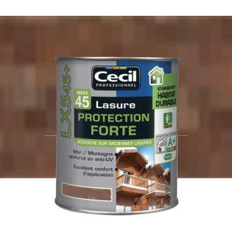 Lasure extérieure protection forte 1 L – Noyer – Résistante aux UV et intempéries – Pour bois dur et teck – Cecil