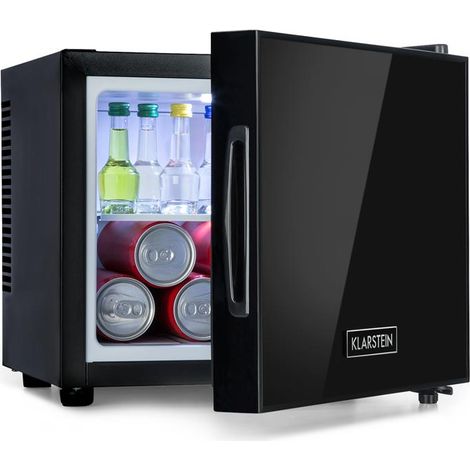 Frosty Mini-Kühlschrank EEC A Spiegelglastür 10 Liter schwarz (1/5)