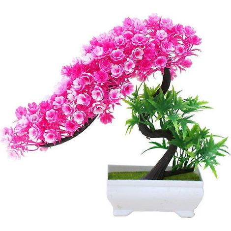 Bouquet fleuri, plante, arbre, bonsaï en pot, décoration de bureau, jardin, fêterose (1/5)