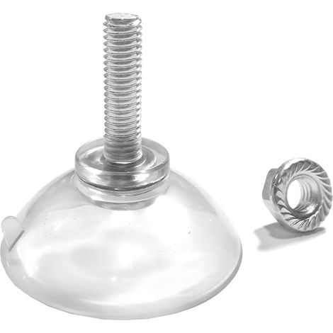 L-M6-D44-LOCK NUT Lot de 6 ventouses solides en PVC Transparent avec vis M6 filetage d'extension de 2,2 cm diamètre de la ventouse de 4,4 cm