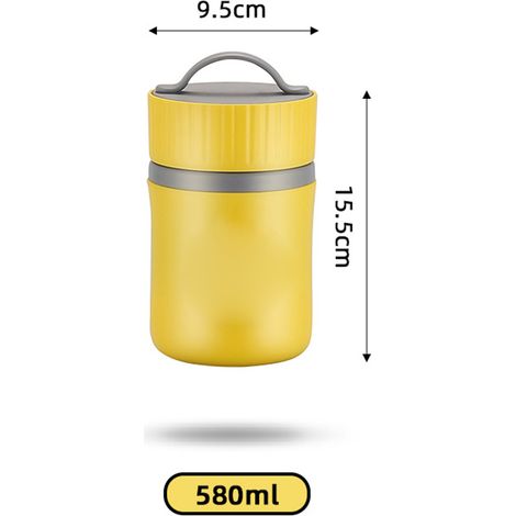 Tasse isotherme pour soupe, porridge ou lait, boîte à déjeuner hermétique en acier inoxydable 304, 580 ml. (1/5)