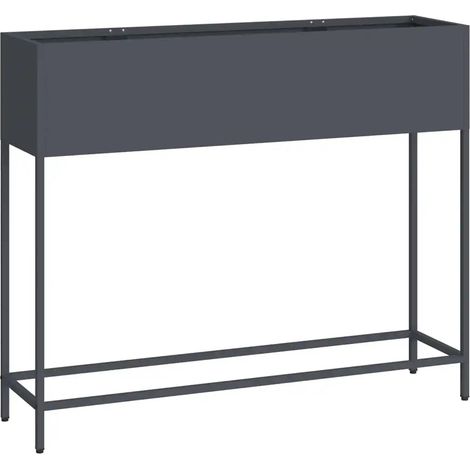 Bac de jardin surélevé rectangulaire moderne 100 x 26 x 82 cm facile à nettoyer en acier anthracite (1/5)