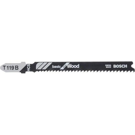 Lames de scie sauteuse Bosch T 119 B 92 mm HCS Pack de 5