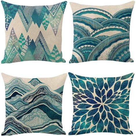 Lot de 4 Housses de Coussin Coussin Décoratif Coton Lin Housse de Coussin 45x45 cm
