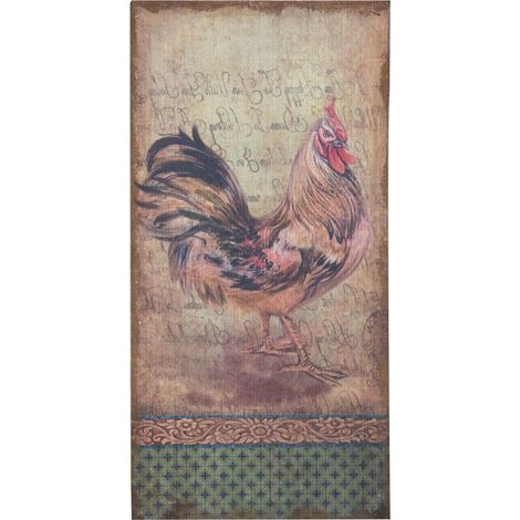 Antiqued raw jute canvas sized ROOSTER print (1/4)