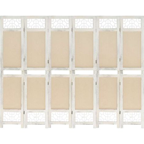 vidaXL 6-Panel Room Divider Cream 210x165 cm Fabric (1/5)
