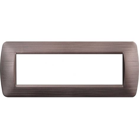 Placca serie Space, 7 moduli, plastica satinata, bronzo, compatibile con serie BTicino Living - Ettroit LN85710