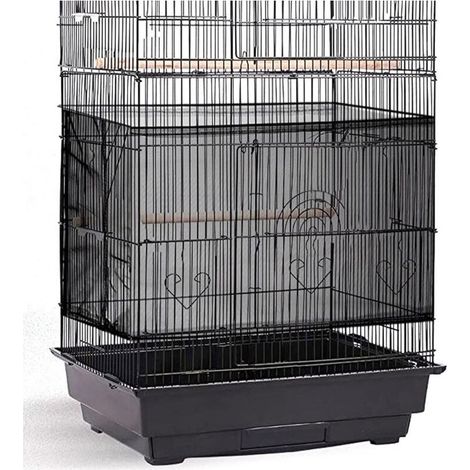 Funda extragrande ajustable para jaula de pájaros, recogedor de semillas, cubierta de red para plumas para jaulas de pájaros, faldón protector de malla de nailon, suave y transpirable (negro) (1/5)