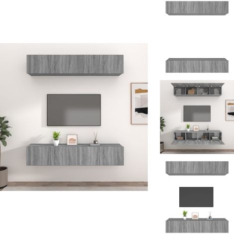 TV-Schränke 4 Stk. Grau Sonoma 80x30x30 cm Holzwerkstoff - TV Schrank - Holzwerkstoff Möbel - Wandregal - Wohnzimmereinrichtung - Grauer TV Stand (1/5)