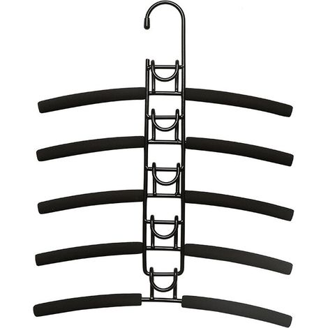 Multi-Layer Clothes Hangers 5 in 1 Non-Slip Sponge Metal Clothes Hanger Wardrobe Multifunctional Wardrobe Clothes Storage Space Saver,Black,Kids (1/5)