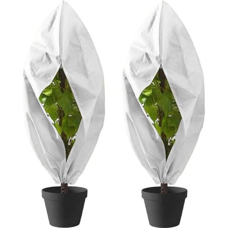 2 pezzi di coperture protettive antigelo bianche per piante invernali, teli antigelo 140x200 cm con cerniera e coulisse per piante da esterno, proteggono gli alberi dai danni causati dal freddo e dal (1/5)