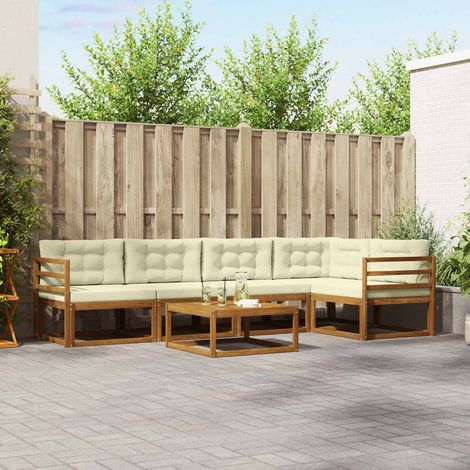 Outdoor-Sofagarnitur mit Kissen 6 pcs Natur und Creme