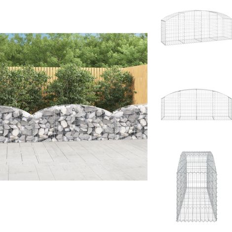 Gabione mit Hochbogen 200x50x60/80 cm Verzinktes Eisen - Gabionenkorb - Gabionenwand - Gartendekoration - Gartenzubehör - Zaun (1/5)