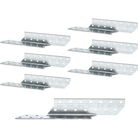 Pack 6 Connecteur Charpente, Acier Galvanisé, Ancrage Poutre Gauche, 210x32x2mm, Pour Toiture Bois (1/5)