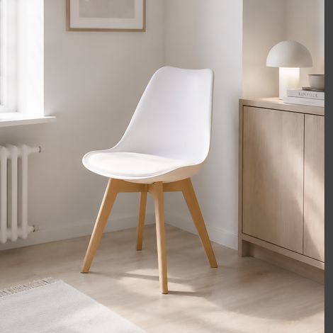 SEDIA MOD. FLORA GAMBE LEGNO E BIANCO POLIPROPILENE E PU
