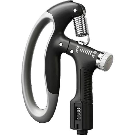 Poignée de renforcement de préhension réglable, extenseur de main antidérapant ergonomique noir, exerceur de force musculaire à résistance variable. (1/5)