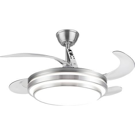 Ventilatore Da Soffitto Con Pale In Abs Richiudibili E Luce Led 72w Dimmerabile - 32w Silenzioso, Telecomando E 6 Velocità