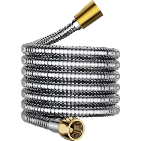 Tuyau d'arrosage en acier inoxydable, tuyau métallique, raccord universel 4 points, anti-nœuds, tuyau flexible, 3 m, adapté au nettoyage extérieur