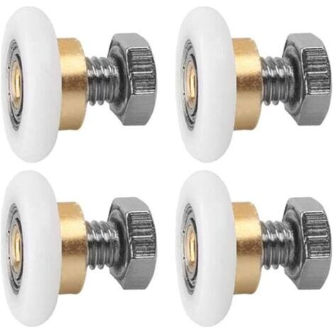 QORVA-Roulettes pour porte coulissante, lot de 4 roulettes de douche, rails de douche, roulettes pour porte de douche, roulettes coulissantes, roue de rechange pour porte (20 mm)