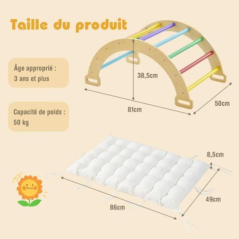 Pour jeunes enfants Arche de motricité en bois intérieur salle de jeux design 2 en 1 bascule et coussin (1/5)
