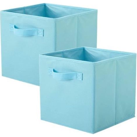 Cube de rangement pliable en tissu pour une utilisation en forme de cube (bleu ciel 2 ensemble) (1/4)
