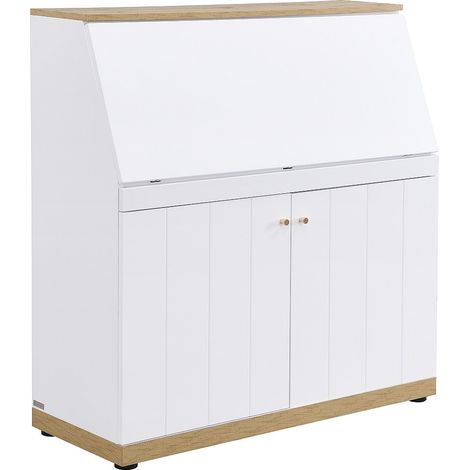 Scrittoio - MDF - Colore: Bianco e naturale - DUTASI