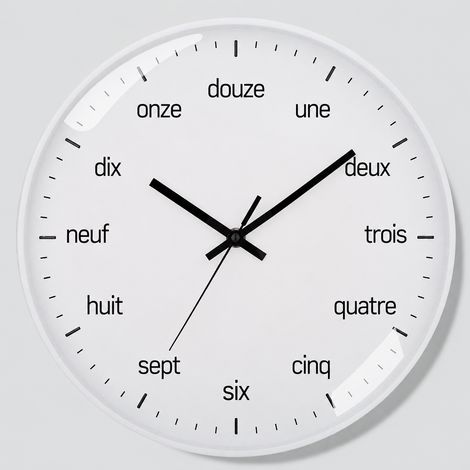 Horloge murale silencieuse à quartz ronde 20 cm cadre blanc fond blanc chiffres noirs réf 6902 – Livraison gratuite