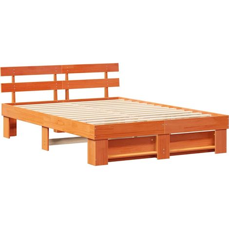 Estructura de cama con cabecera Marrón cera 150 x 200 cm vidaXL (1/5)