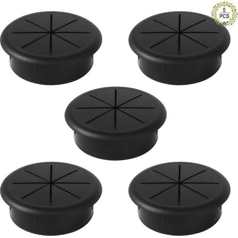 5 œillets de bureau en plastique, œillets de bureau encastrés, œillets de bureau noirs, œillets de bureau en plastique (1/5)