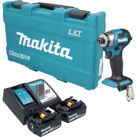 Atornillador de impacto a batería Makita DTD 173 RTK de 18 V, 180 Nm, 1/4", sin escobillas + 2 baterías de 5,0 Ah + cargador + maletín (1/5)