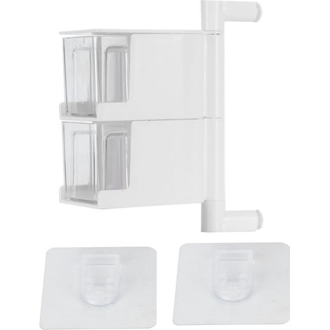 Boîte À Épices Rotative 2 Niveaux - Design Mural Sans Perçage - Organisation Cuisine - ABS Blanc - Lot De 1 (1/5)