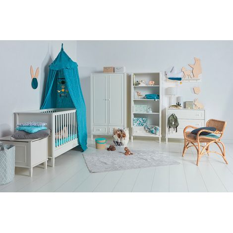Chambre complète lit évolutif 70x140 commode à langer et armoire 2 portes Novelies Bianka Blanc (1/5)