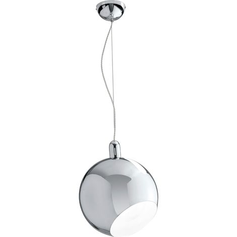 "Sospensione NARCISO in metallo cromo specchiato con sfera orientabile 30 cm."