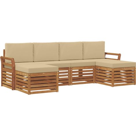 Ensembles de canapés avec coussin 6 pcs Salon de jardin Naturel et Beige (1/5)