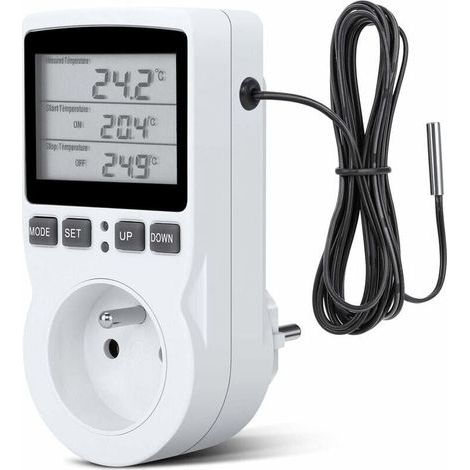 Regulateur Temprature Numrique,Prise Thermostat Chauffage Refroidissement Regulateur De Temperature LCD,200v-250v pour Rgulateur Temprature Ferme (1/4)