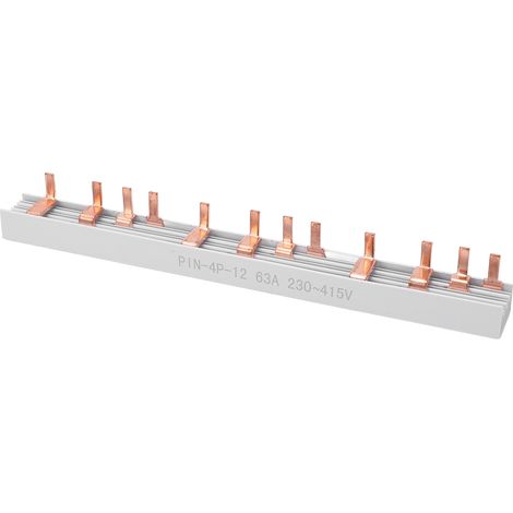 Bornier de connexion à barre omnibus pour disjoncteur 4P, 12 canaux, cuivre rouge, 63 A, 230-415 V, pour applications industrielles, extérieures et navales (1/5)