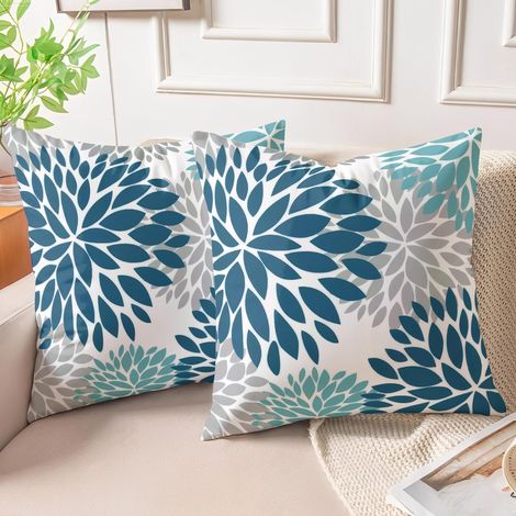 Lot de 2 Housses de Coussins Velours Coussin Decoratif Canape 40x40 cm Bleu Canard Moderne Taie d'oreiller Boheme Vintage Lin Decoration pour Jardin Extérieur Maison Chambre Salon (1/5)