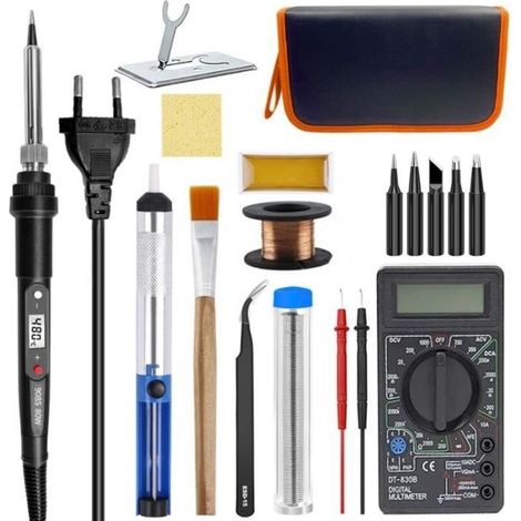 Fer à souder électrique Kit 80W - Écran LCD - Température réglable 180℃-520℃ - 17 pièces (1/4)