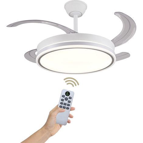 Ventilador de techo con luz LED 72 W regulable 3000K-6500K, 122 cm aspas retráctiles, motor DC silencioso, 6 velocidades y mando (1/5)