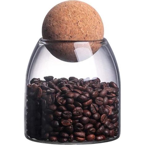 Barattolo di vetro con coperchio in sughero per conservare alimenti, caffè, zucchero e pasta, 500 ml (1/5)