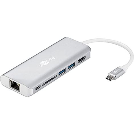 Goobay 76788 replicatore di porte e docking station per laptop USB tipo-C Argento (goobay Multiport USB-C Adapter) (1/4)