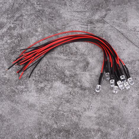 LED pré-câblées 12 V, perles LED rondes bleu glacier de 5 mm, avec fil de 20 cm, lot de 10. (1/5)