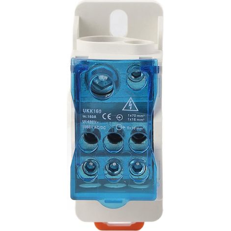 Boîte de Distribution de Bornier 160A Bornier Rail Din Couvercle Anti-poussière Transparent Connecteur de Fil électrique Boîte de Jonction D'alimentation Universelle pour Armoires (1/5)