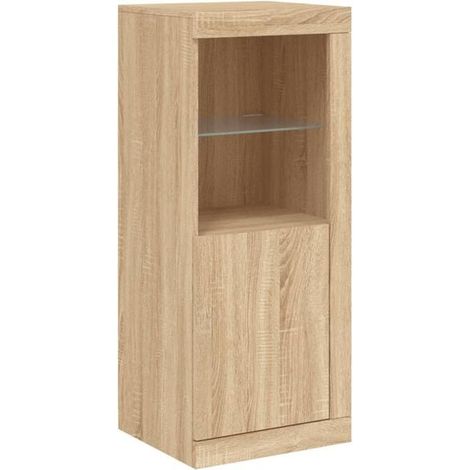 Buffet de Cuisine avec Éclairage LED Intégré, Meuble Rangement Moderne Couleur Chêne Sonoma, 41x37x100 cm (1/5)
