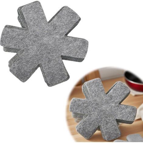 Juego de 10 protectores de sartenes de fieltro gris (26 cm), antideslizantes y resistentes al calor. (1/3)