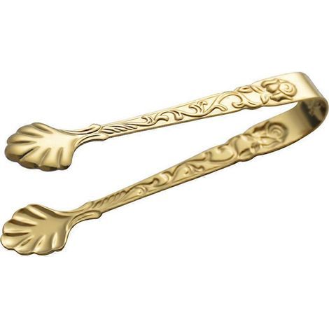 Pince à sucre en acier inoxydable avec motif rose en relief, pince à glaçons-9X1.7X1.5CM-Golden (1/4)