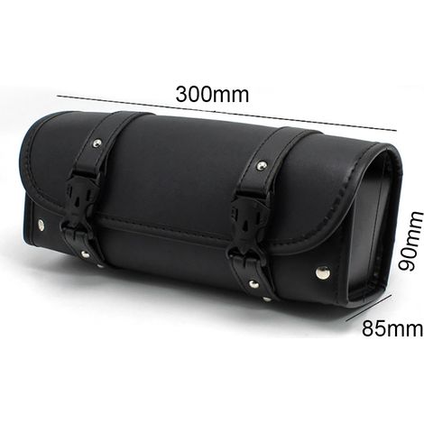 Sac à outils de moto en forme de baril, sacoches avant noires imperméables pour l'équitation. (1/4)