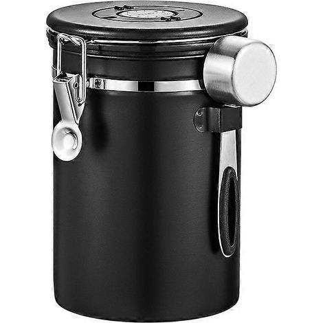 Boîte de conservation pour grains de café, 2800 ml, en acier inoxydable, hermétique, avec valve CO2, pour café moulu et thé. (1/2)