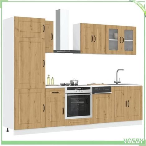 Ensemble d'armoires de cuisine 8 pcs - Kalmar - Chêne artisanal - Bois d'ingénierie résistant à l'humidité - Rangement généreux (1/5)