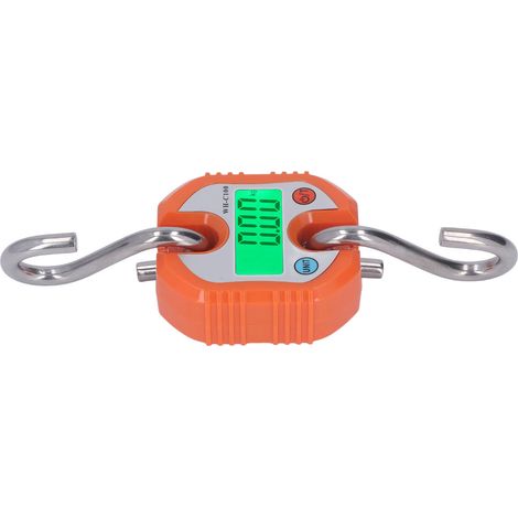 Balance suspendue avec affichage numérique LCD, capacité de pesage jusqu'à 150 kg, pour entrepôt et bagages, couleur orange.